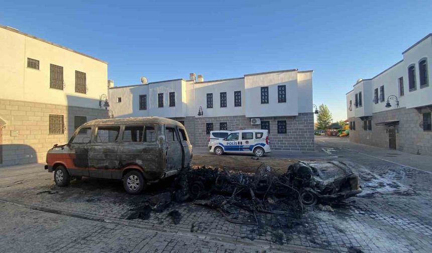 Diyarbakır’da iki yıldır park halinde olan minibüs ve otomobil kül oldu